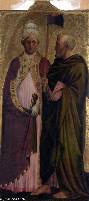 Wikioo.org - The Encyclopedia of Fine Arts - Painting, Artwork by Masolino Da Panicale - A Pope (Saint Gregory) and Saint Matthias