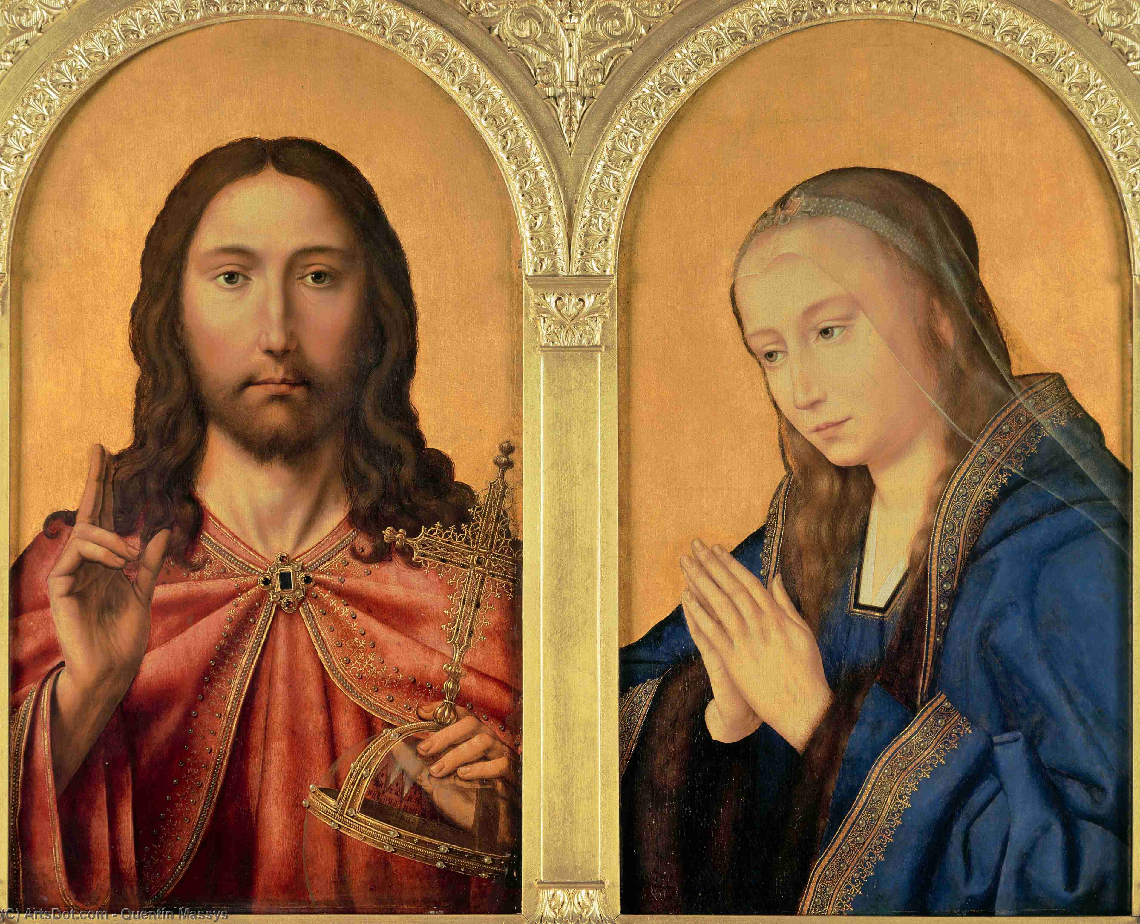 Wikioo.org – La Enciclopedia de las Bellas Artes - Pintura, Obras de arte de Quentin Massys - díptico -   Cristo  asícomo  el  virgen