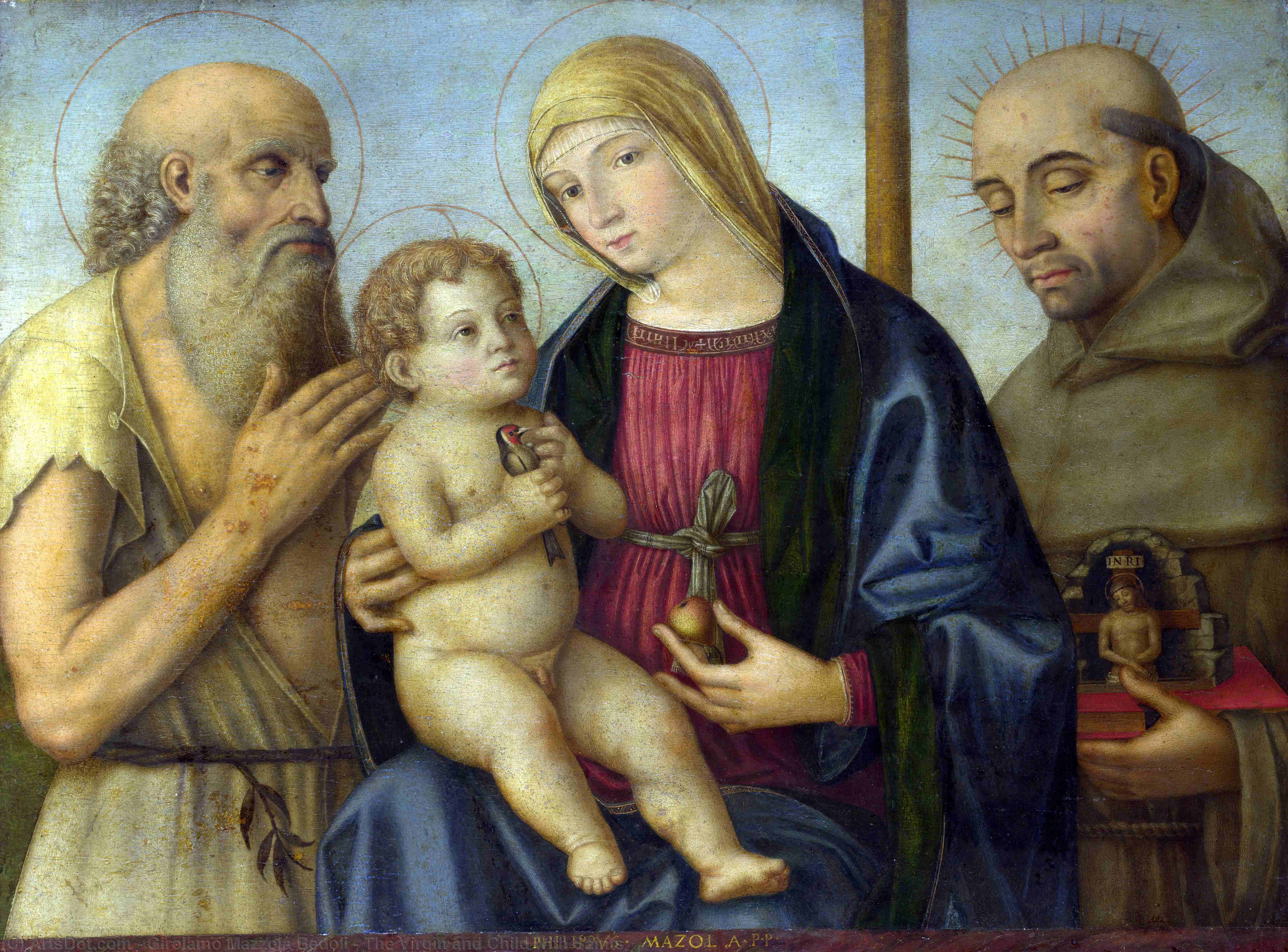 Wikioo.org - The Encyclopedia of Fine Arts - Painting, Artwork by Girolamo Mazzola Bedoli - The Virgin and Child with Saints