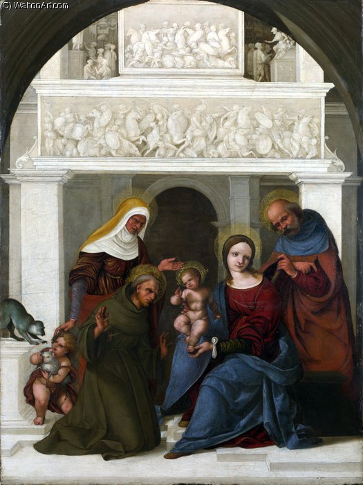 WikiOO.org – 美術百科全書 - 繪畫，作品 Ludovico Mazzolino - 圣家 与   圣人  弗朗西斯