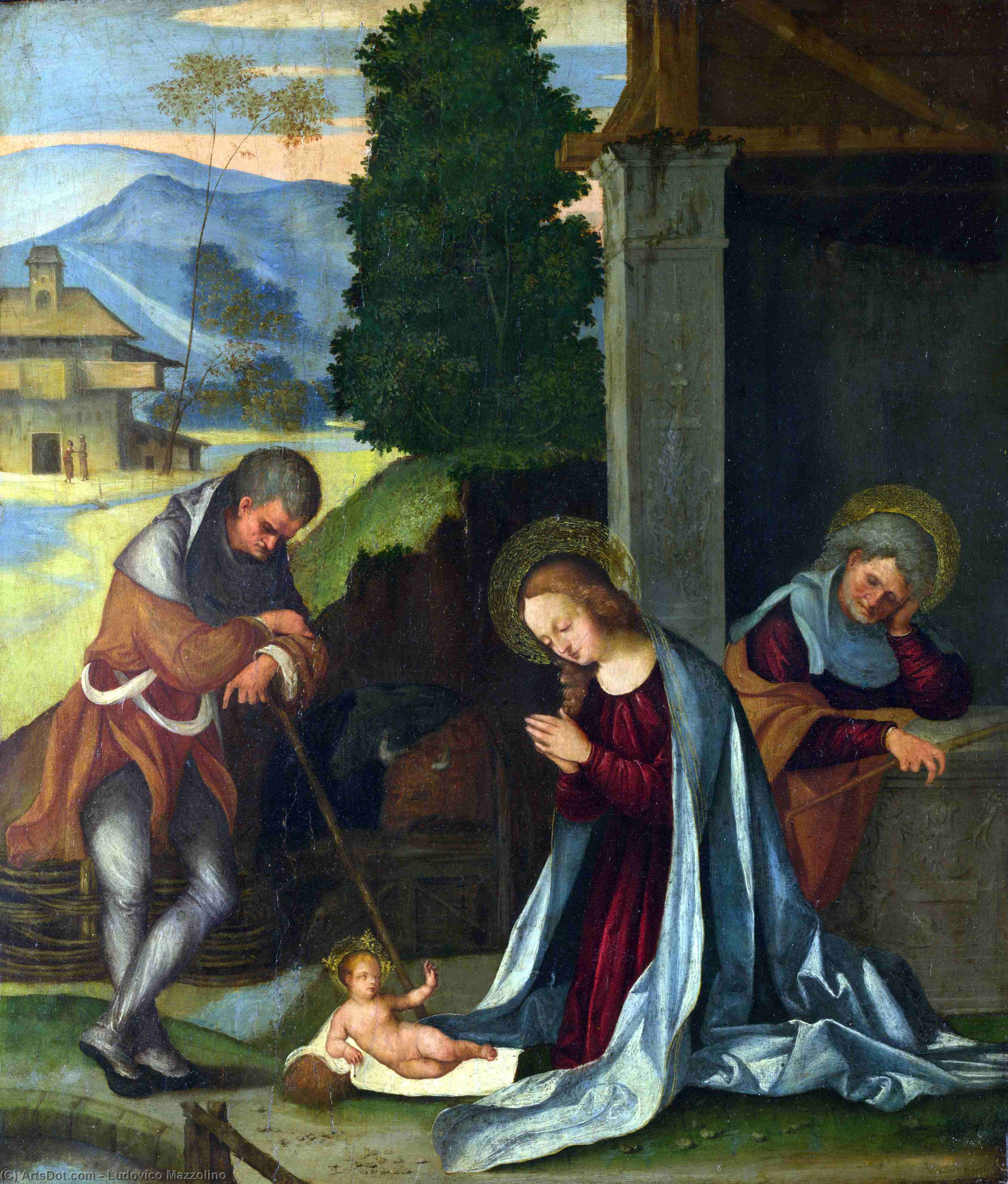 WikiOO.org - Enciclopedia of Fine Arts - Pictura, lucrări de artă Ludovico Mazzolino - the nativity