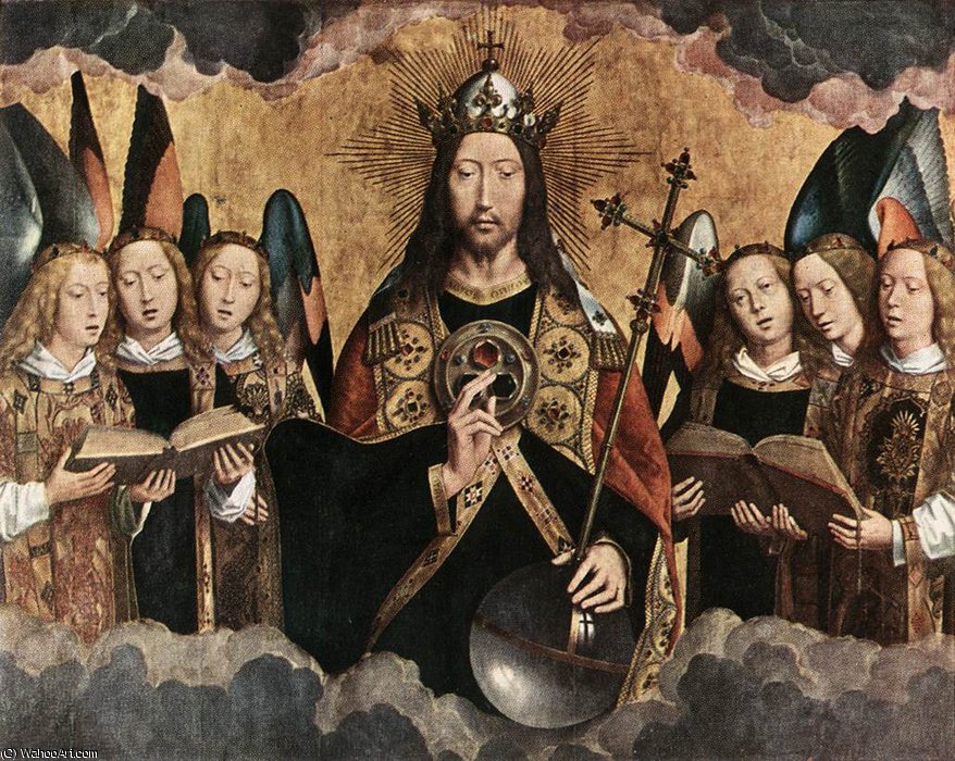 Wikioo.org - The Encyclopedia of Fine Arts - Painting, Artwork by Hans Memling - late - Christ Surrounded by Musician Angels