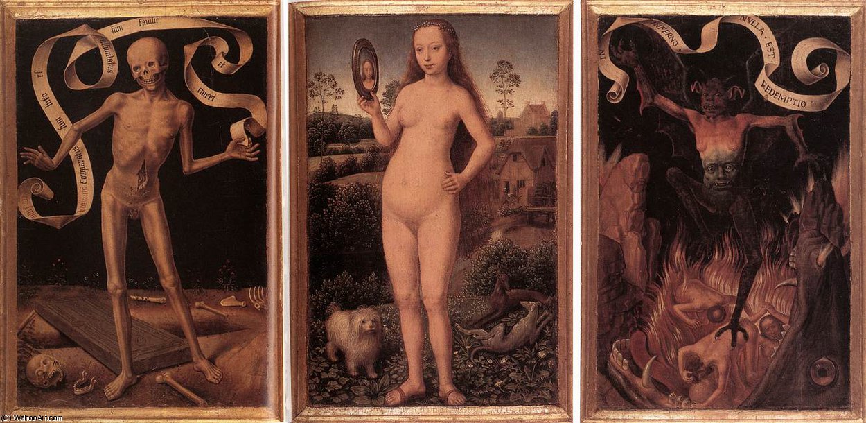 Wikioo.org - Encyklopedia Sztuk Pięknych - Malarstwo, Grafika Hans Memling - late - Triptych of Earthly Vanity and Divine Salvation (front)