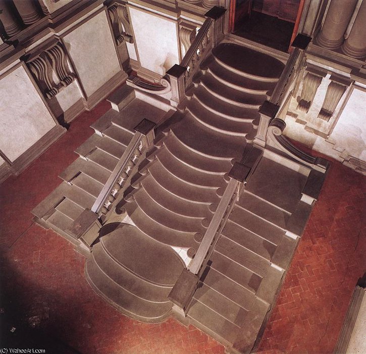 WikiOO.org - Енциклопедія образотворчого мистецтва - Живопис, Картини
 Michelangelo Buonarroti - early - Staircase