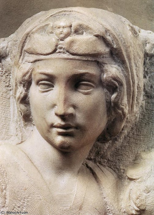 Wikioo.org - The Encyclopedia of Fine Arts - Painting, Artwork by Michelangelo Buonarroti - Madonna (Tondo Pitti), detail