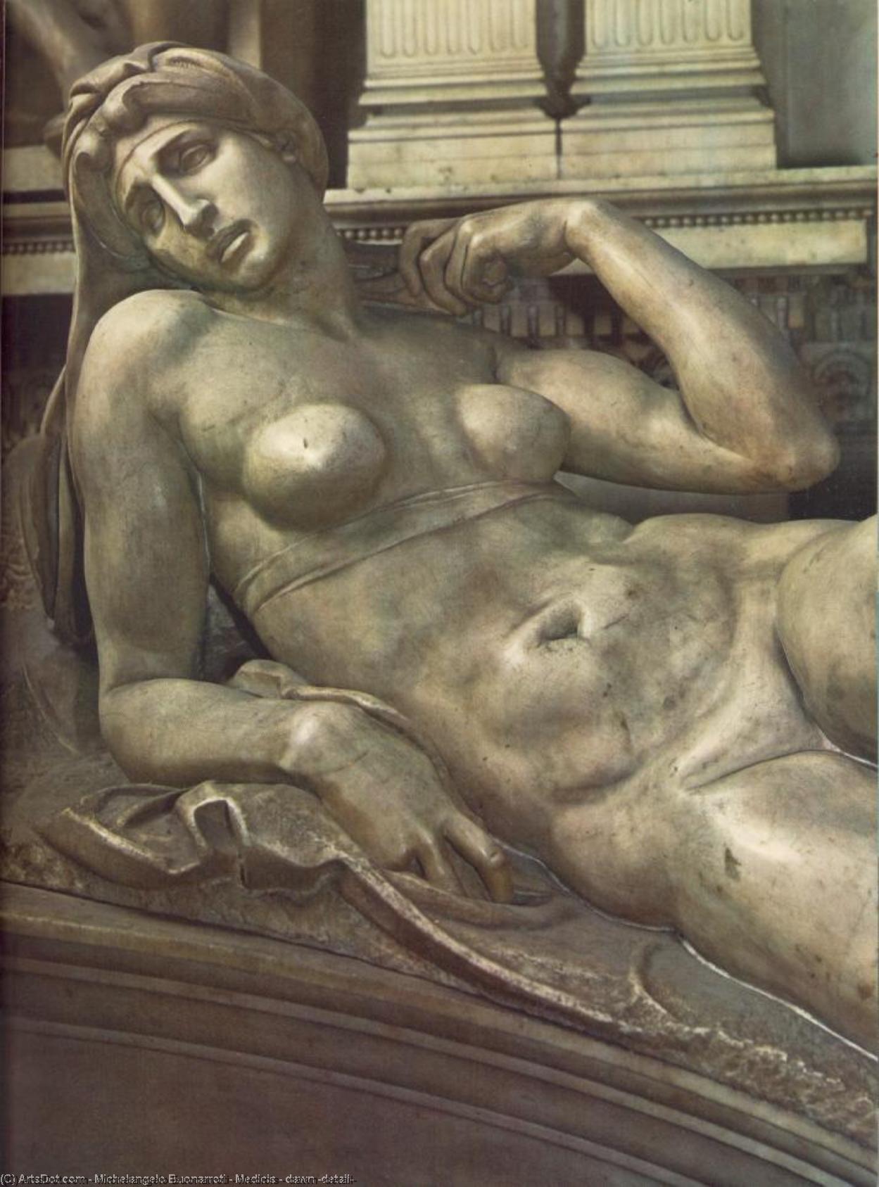 WikiOO.org - Enciclopedia of Fine Arts - Pictura, lucrări de artă Michelangelo Buonarroti - Medicis - dawn (detail)