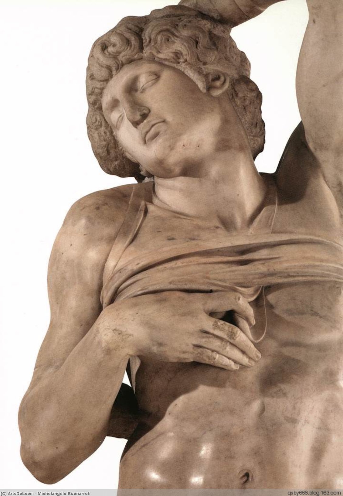 Wikioo.org - สารานุกรมวิจิตรศิลป์ - จิตรกรรม Michelangelo Buonarroti - Pope Julius II - Slave (dying), detail