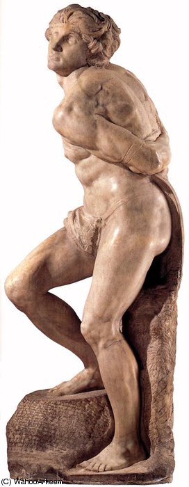 Wikioo.org - สารานุกรมวิจิตรศิลป์ - จิตรกรรม Michelangelo Buonarroti - Pope Julius II - Slave (rebelling)2