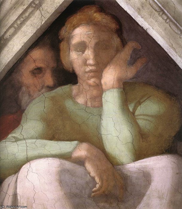 Wikoo.org - موسوعة الفنون الجميلة - اللوحة، العمل الفني Michelangelo Buonarroti - Ancestors of Christ (detail)4