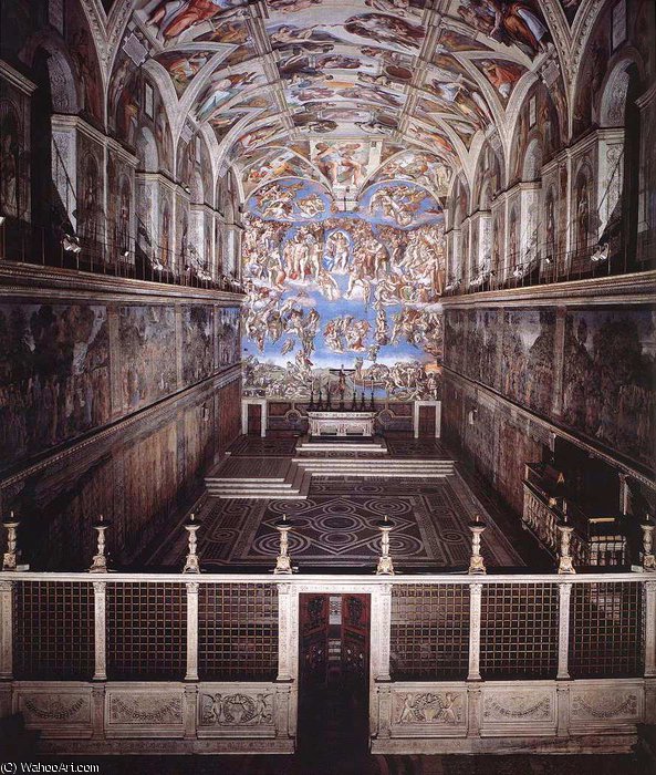 WikiOO.org - Енциклопедия за изящни изкуства - Живопис, Произведения на изкуството Michelangelo Buonarroti - Interior of the Sistine Chapell