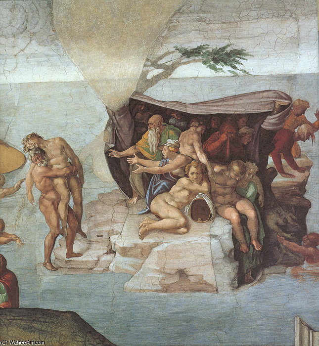 WikiOO.org - 百科事典 - 絵画、アートワーク Michelangelo Buonarroti - ジェネシスノア 7   9   ザー  洪水  右  表示する