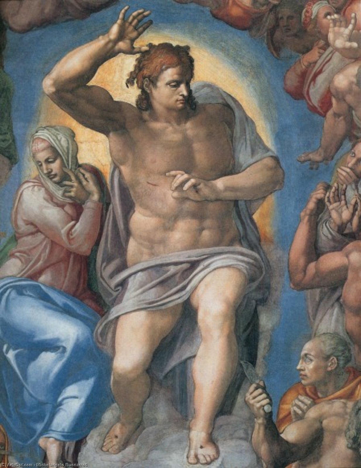Wikoo.org - موسوعة الفنون الجميلة - اللوحة، العمل الفني Michelangelo Buonarroti - Last Judgement Christ the Judge