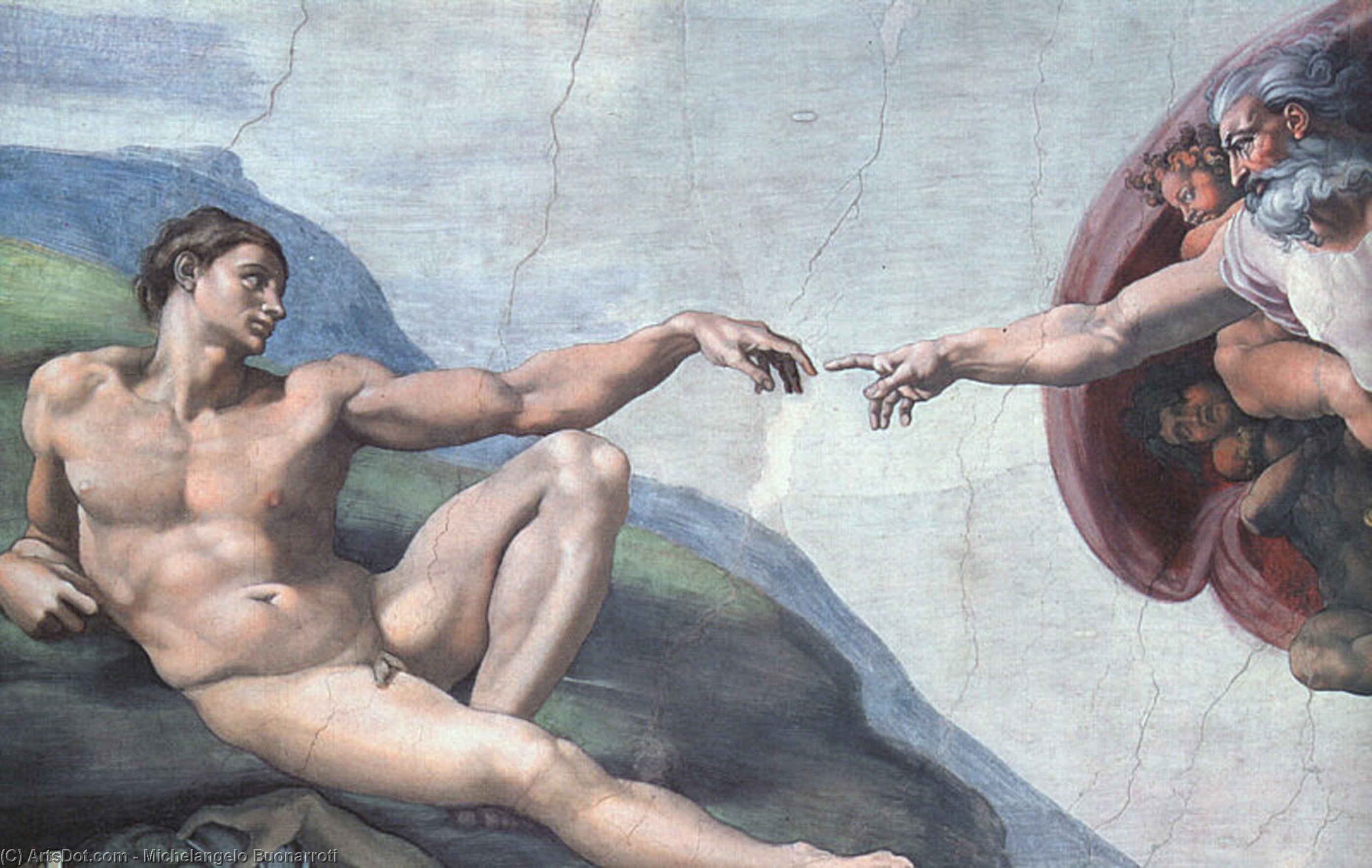 Wikioo.org - The Encyclopedia of Fine Arts - Painting, Artwork by Michelangelo Buonarroti - The Creation of Man