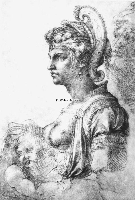 Wikioo.org - The Encyclopedia of Fine Arts - Painting, Artwork by Michelangelo Buonarroti - - Allegorical figure