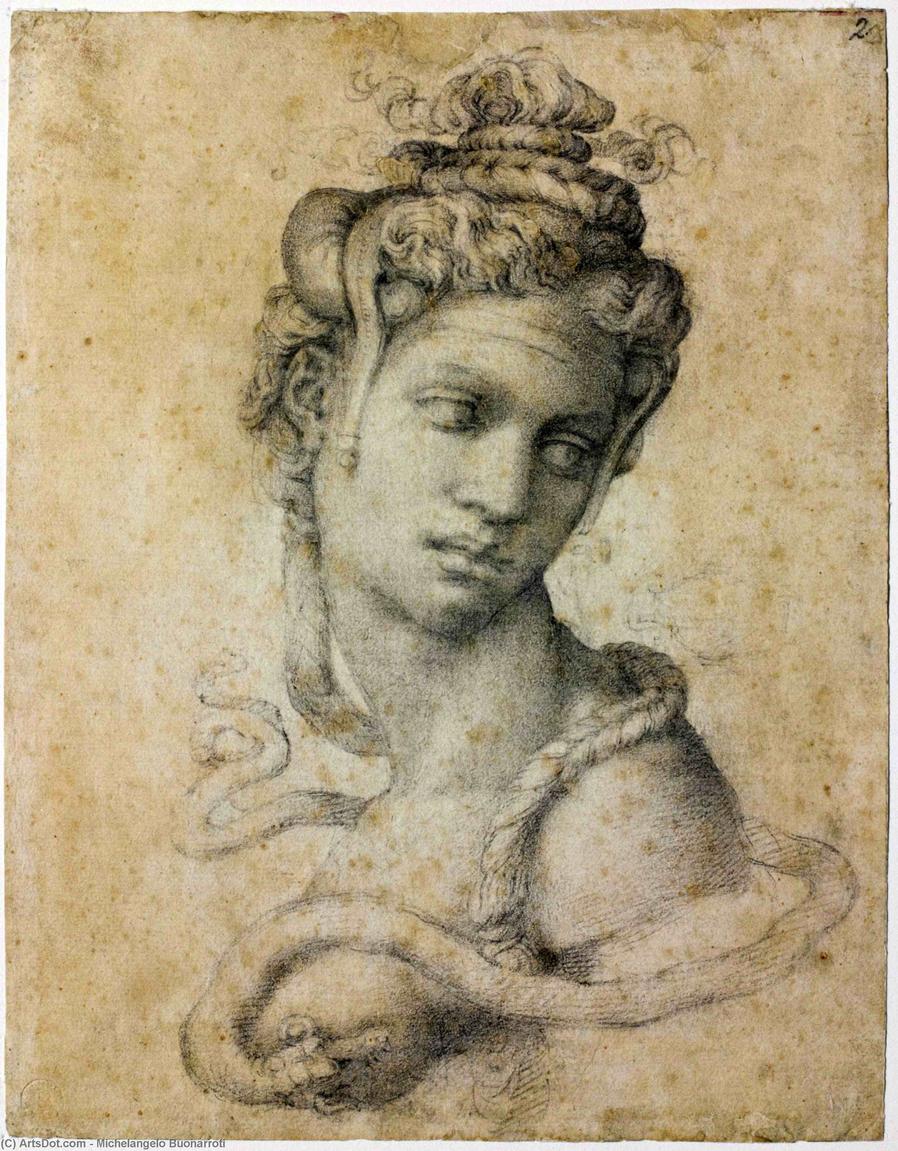 Wikoo.org - موسوعة الفنون الجميلة - اللوحة، العمل الفني Michelangelo Buonarroti - - Cleopatra