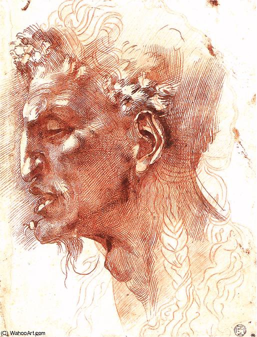 Wikioo.org - The Encyclopedia of Fine Arts - Painting, Artwork by Michelangelo Buonarroti - - Satyr's Head