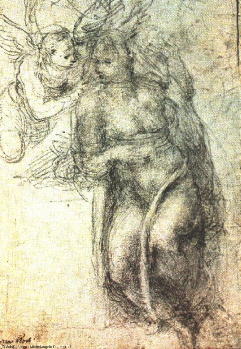 Wikioo.org - The Encyclopedia of Fine Arts - Painting, Artwork by Michelangelo Buonarroti - - Study for an Annunciation