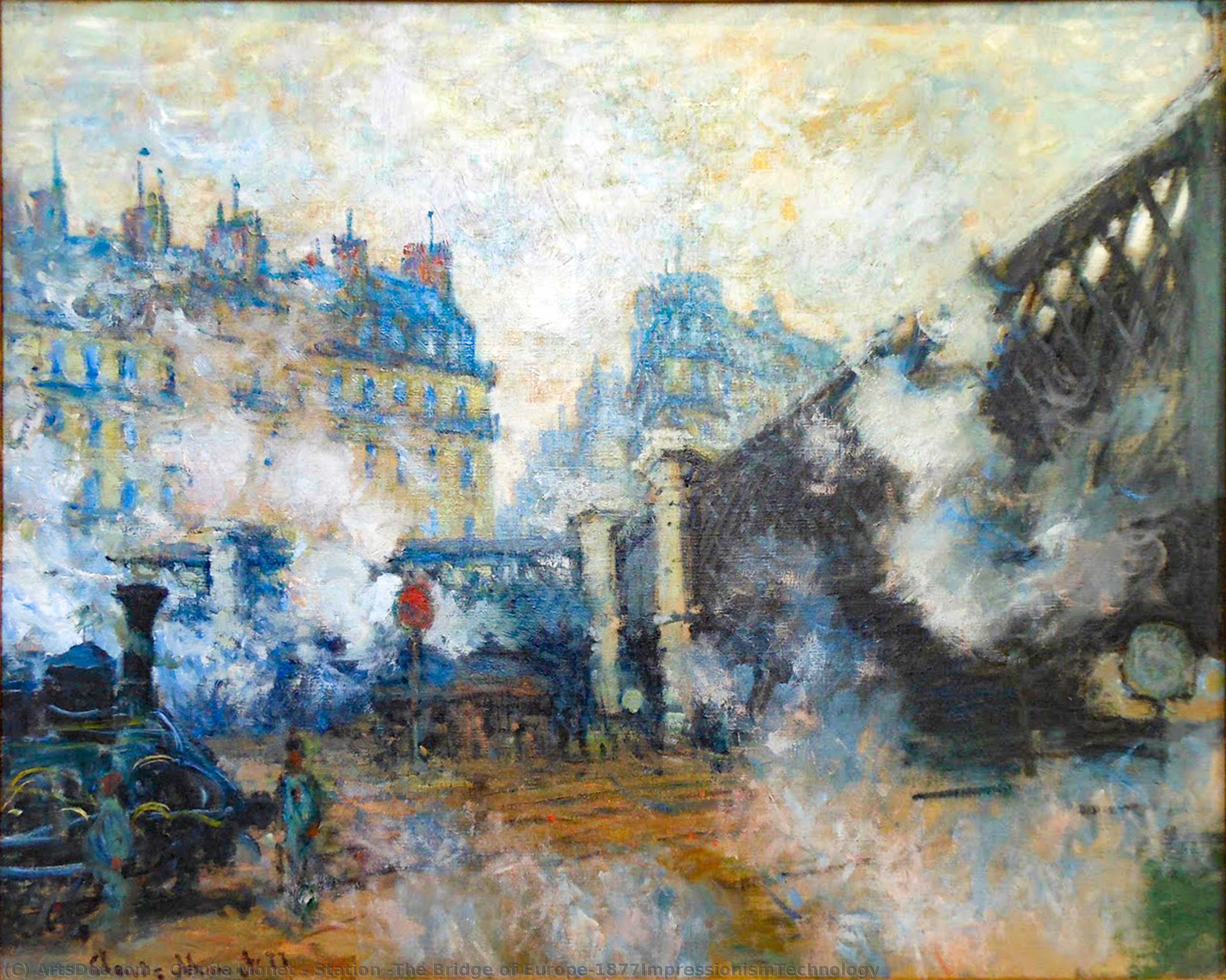 WikiOO.org - Enciclopédia das Belas Artes - Pintura, Arte por Claude Monet - Station (The Bridge of Europe)1877ImpressionismTechnology
