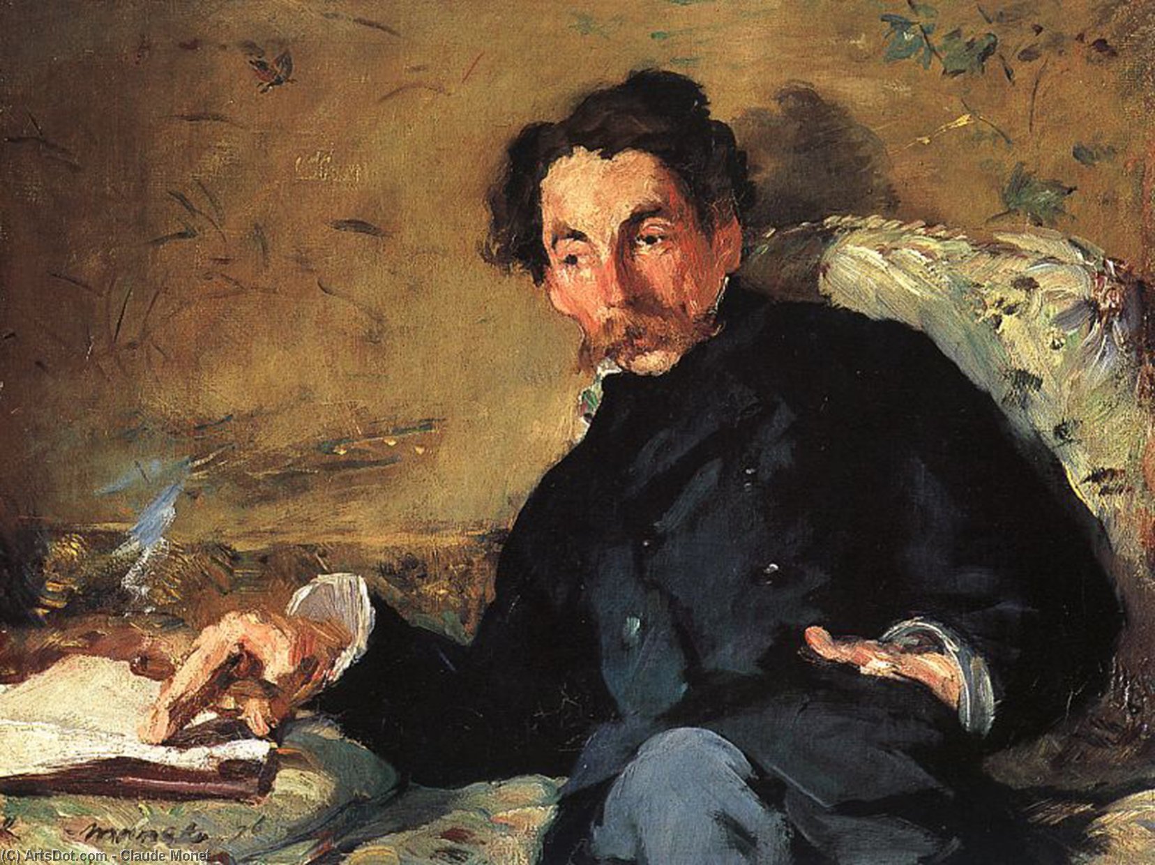 Wikoo.org - موسوعة الفنون الجميلة - اللوحة، العمل الفني Claude Monet - Portrait of Stephane Mallarme