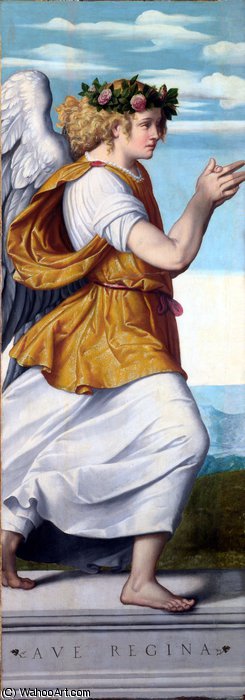 Wikioo.org – La Enciclopedia de las Bellas Artes - Pintura, Obras de arte de Alessandro Bonvicino (Moretto Da Brescia) - Un ángel adoración