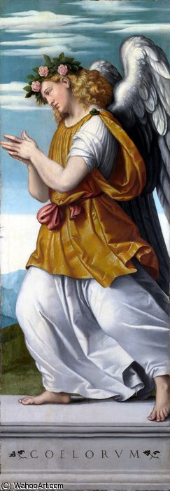 WikiOO.org - Encyclopedia of Fine Arts - Målning, konstverk Alessandro Bonvicino (Moretto Da Brescia) - An adoring angel