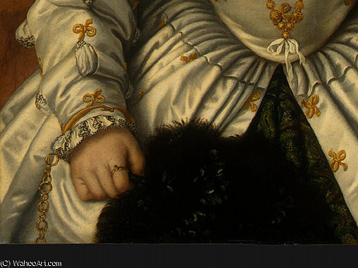 Wikioo.org - The Encyclopedia of Fine Arts - Painting, Artwork by Alessandro Bonvicino (Moretto Da Brescia) - Portrait of a Lady in White d3