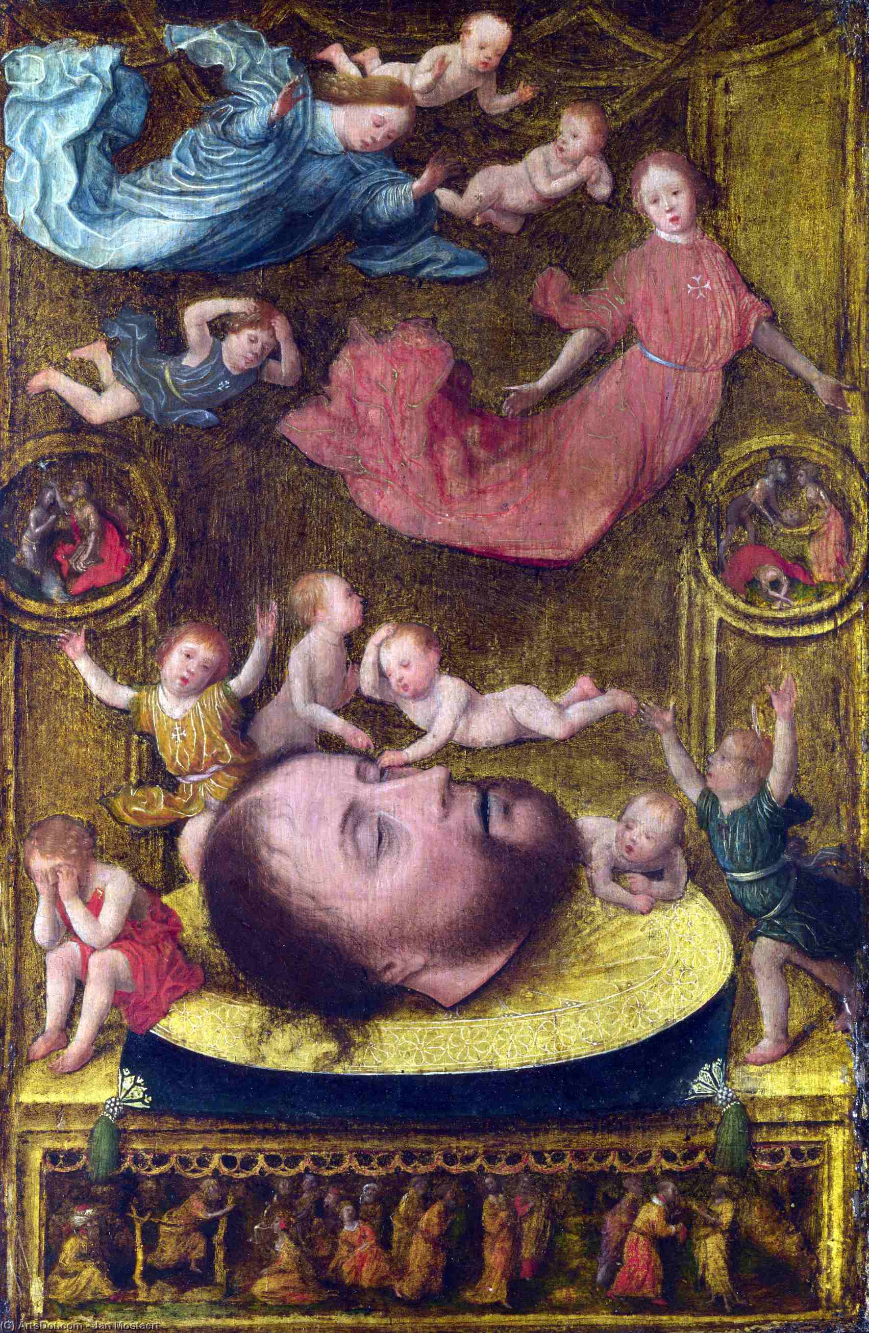 Wikioo.org - The Encyclopedia of Fine Arts - Painting, Artwork by Jan Mostaert - The Head of Saint John the Baptist