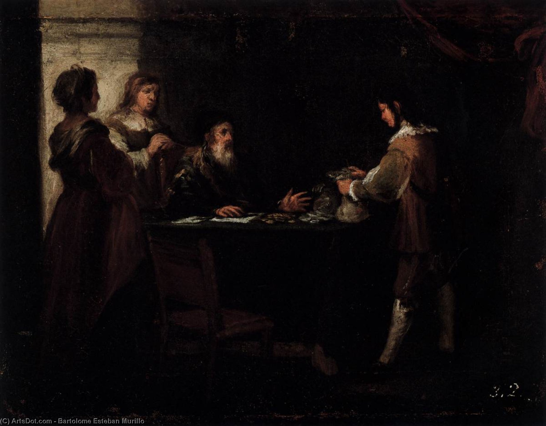 Wikioo.org - The Encyclopedia of Fine Arts - Painting, Artwork by Bartolome Esteban Murillo - The prodigal son receives his rightful inheritance