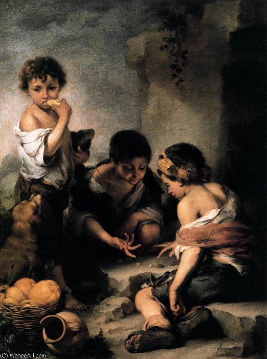 Wikioo.org - The Encyclopedia of Fine Arts - Painting, Artwork by Bartolome Esteban Murillo - Young boys playing dice