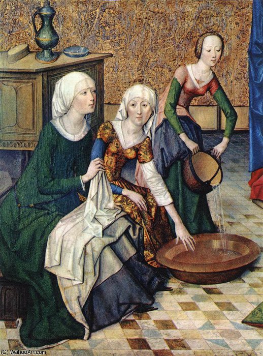 Wikioo.org - The Encyclopedia of Fine Arts - Painting, Artwork by Master Of The Life Of The Virgin - Birth of Mary (detail)