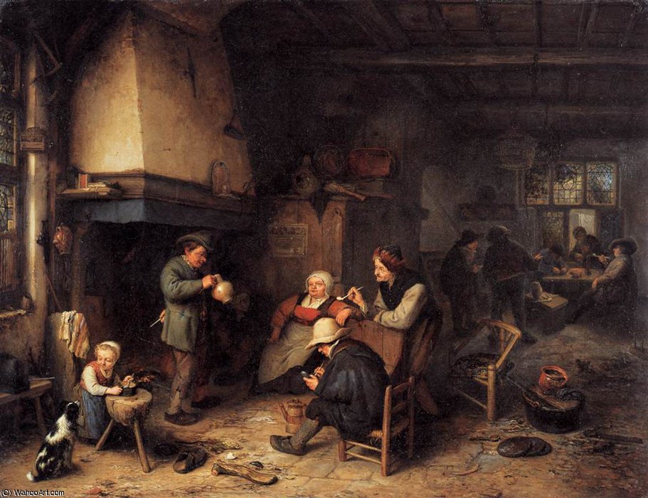 WikiOO.org - אנציקלופדיה לאמנויות יפות - ציור, יצירות אמנות Adriaen Van Ostade - Peasants in an Interior