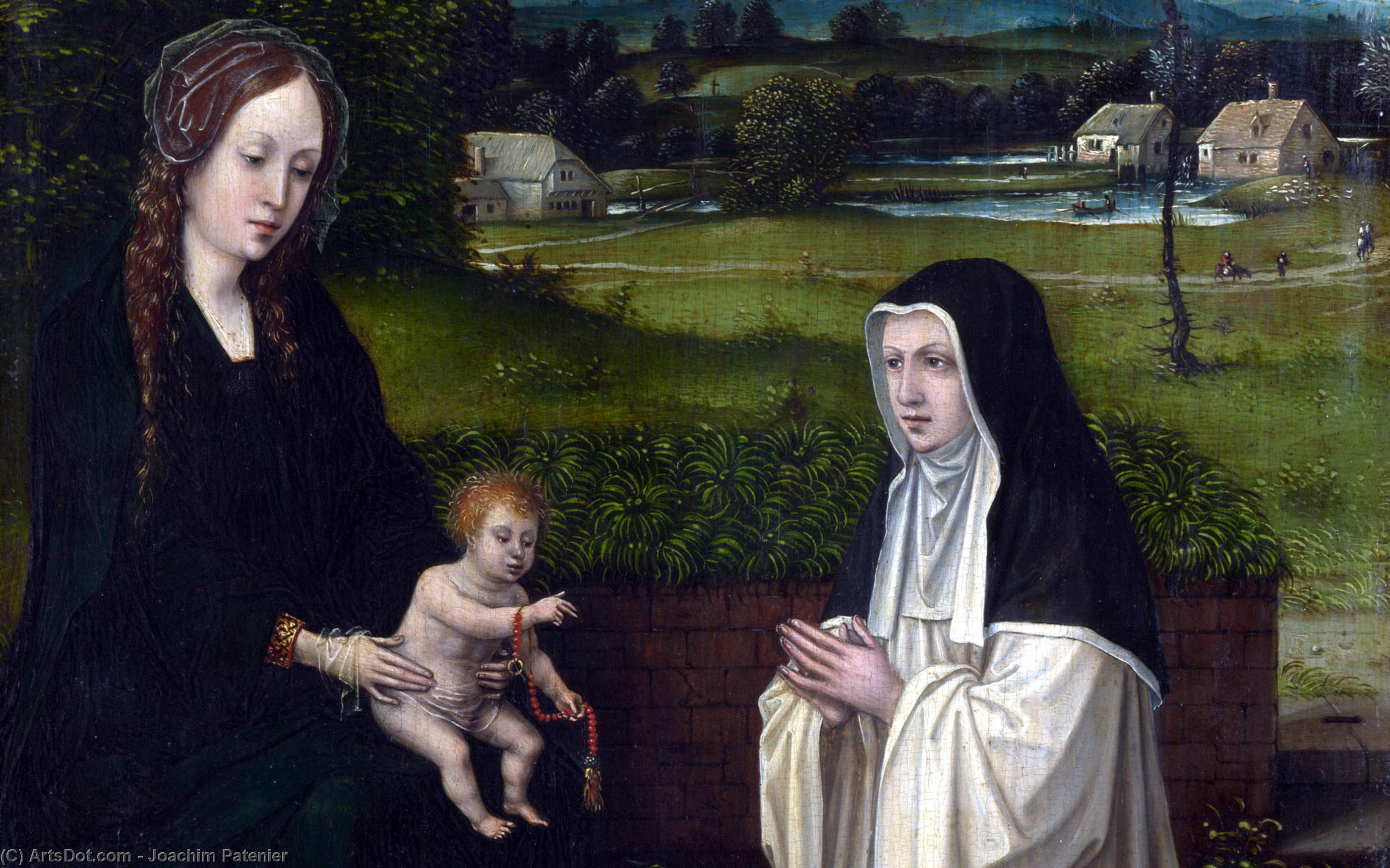 WikiOO.org - Енциклопедия за изящни изкуства - Живопис, Произведения на изкуството Joachim Patenier - The Virgin and Child with a Cistercian