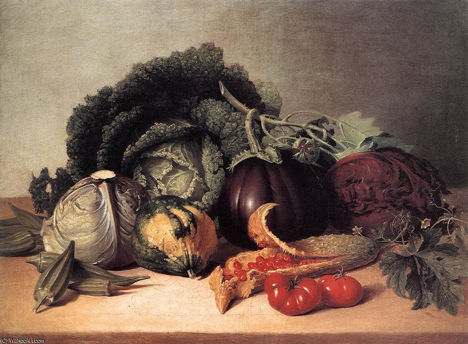 WikiOO.org - Güzel Sanatlar Ansiklopedisi - Resim, Resimler James Peale - Balsam Apples and Vegetables