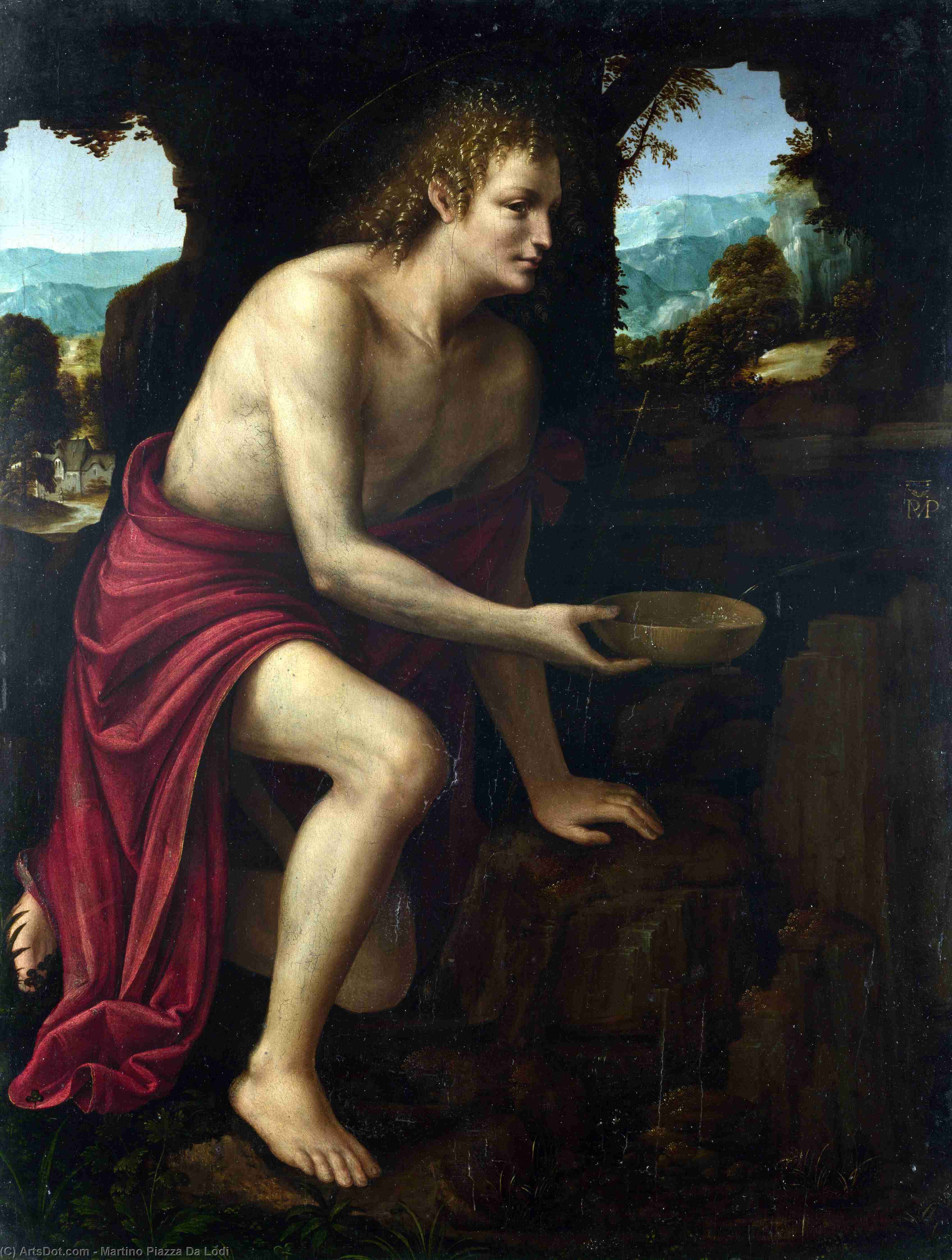 Wikioo.org - The Encyclopedia of Fine Arts - Painting, Artwork by Martino Piazza Da Lodi - Saint John the Baptist in the Desert
