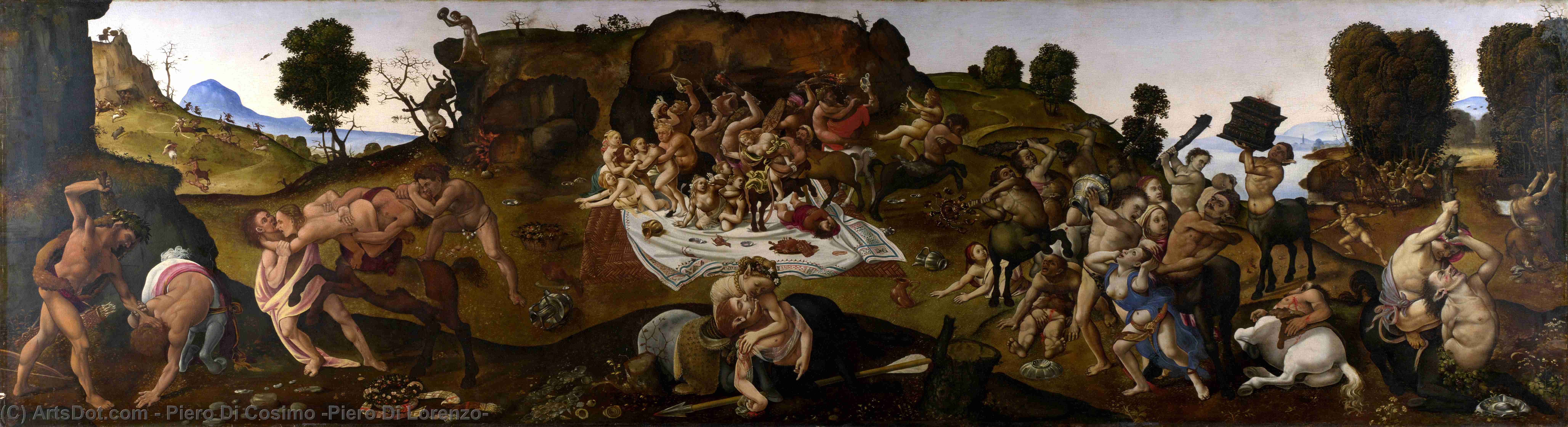 Wikioo.org - The Encyclopedia of Fine Arts - Painting, Artwork by Piero Di Cosimo (Piero Di Lorenzo) - The Fight between the Lapiths and the Centaurs