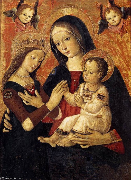 WikiOO.org - Encyclopedia of Fine Arts - Schilderen, Artwork Bernardino Di Betto (Pintoricchio) - The Mystical Marriage of St Catherine