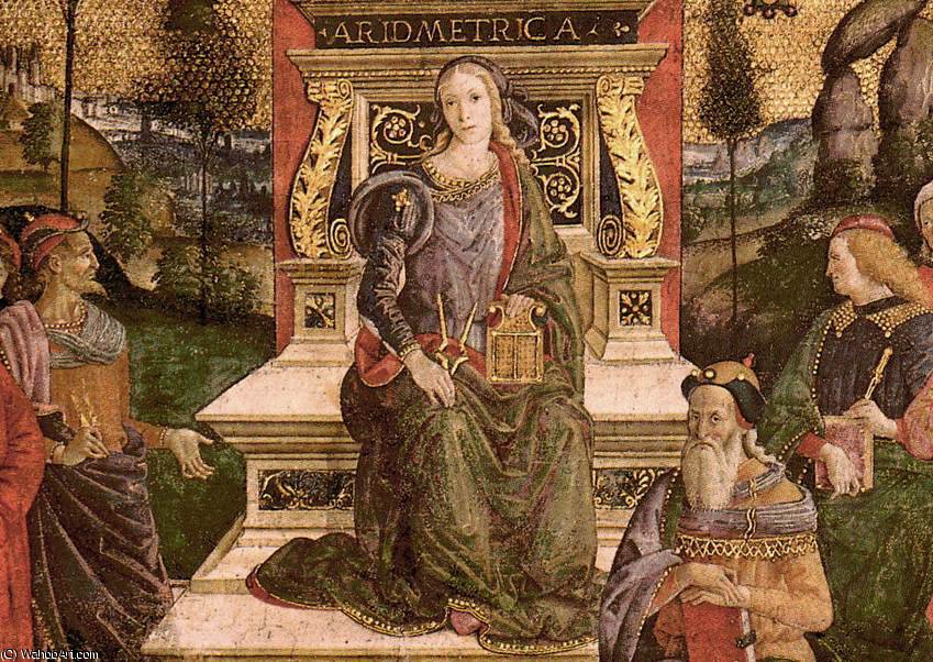 Wikioo.org - The Encyclopedia of Fine Arts - Painting, Artwork by Bernardino Di Betto (Pintoricchio) - vatican - The Arithmetic (lower center view)