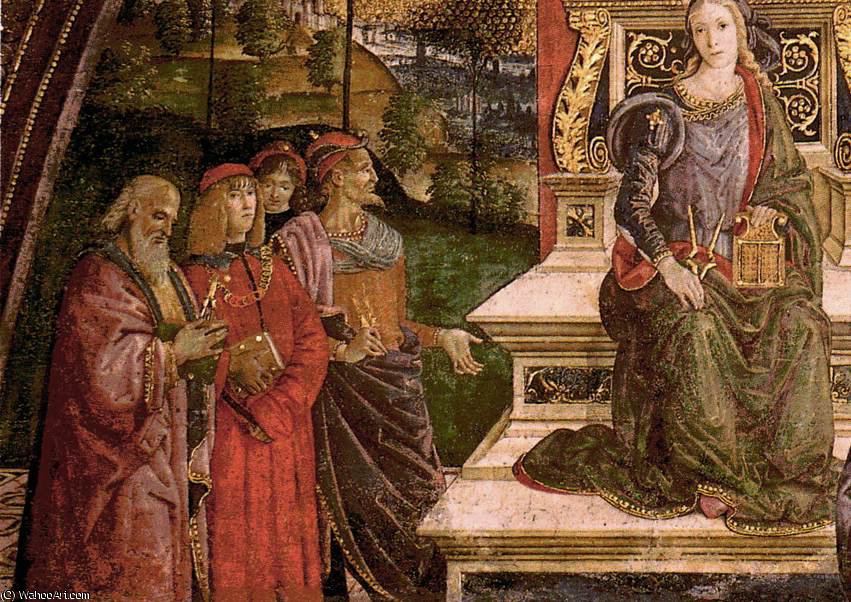 Wikioo.org - The Encyclopedia of Fine Arts - Painting, Artwork by Bernardino Di Betto (Pintoricchio) - vatican - The Arithmetic (lower left view)