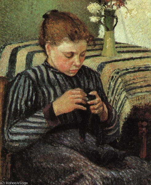 Wikioo.org - The Encyclopedia of Fine Arts - Painting, Artwork by Camille Pissarro - Girl sewing