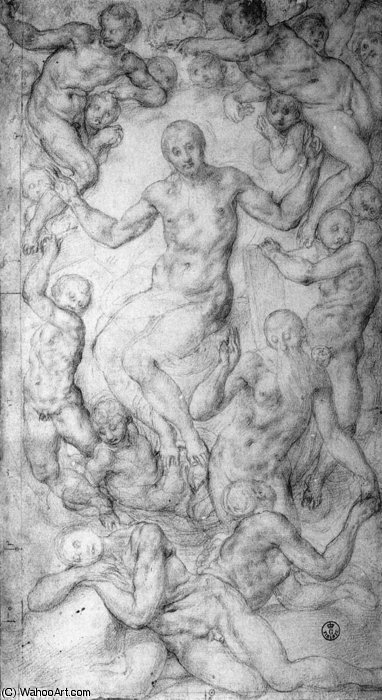 WikiOO.org - Encyclopedia of Fine Arts - Maľba, Artwork Jacopo Carucci (Pontormo) - Christ the Judge with the Creation of Eve