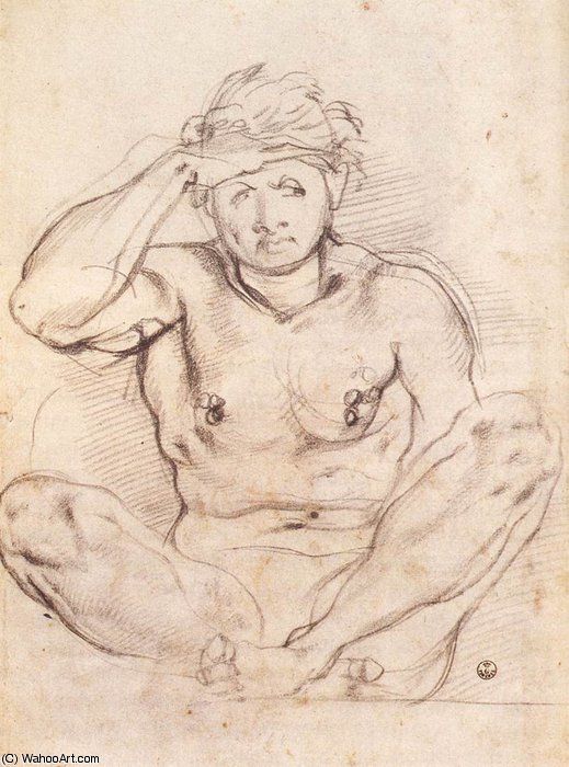 WikiOO.org - Encyclopedia of Fine Arts - Lukisan, Artwork Jacopo Carucci (Pontormo) - Study for Vertumnus and Pomona