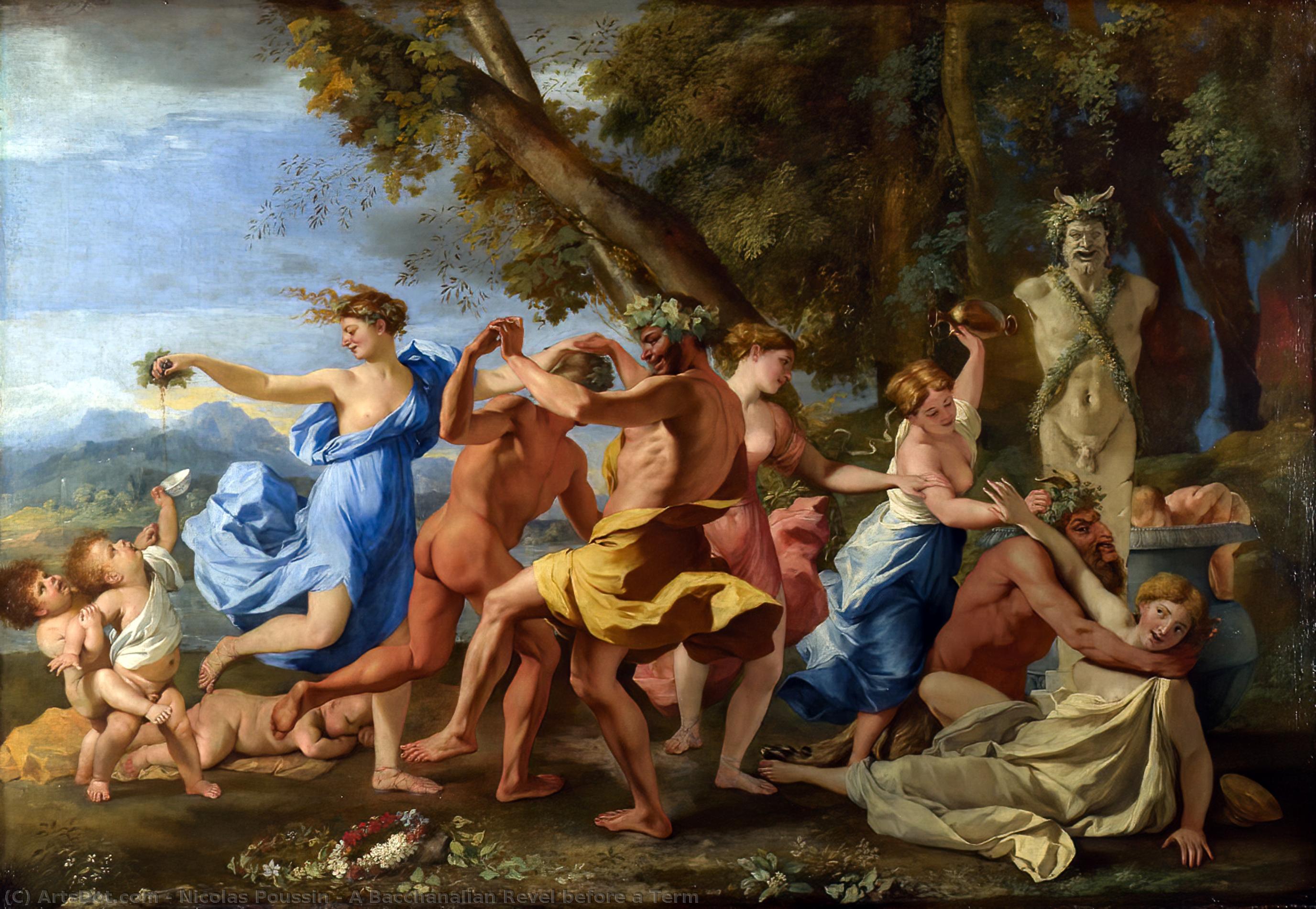 Wikioo.org - The Encyclopedia of Fine Arts - Painting, Artwork by Nicolas Poussin - A Bacchanalian Revel before a Term