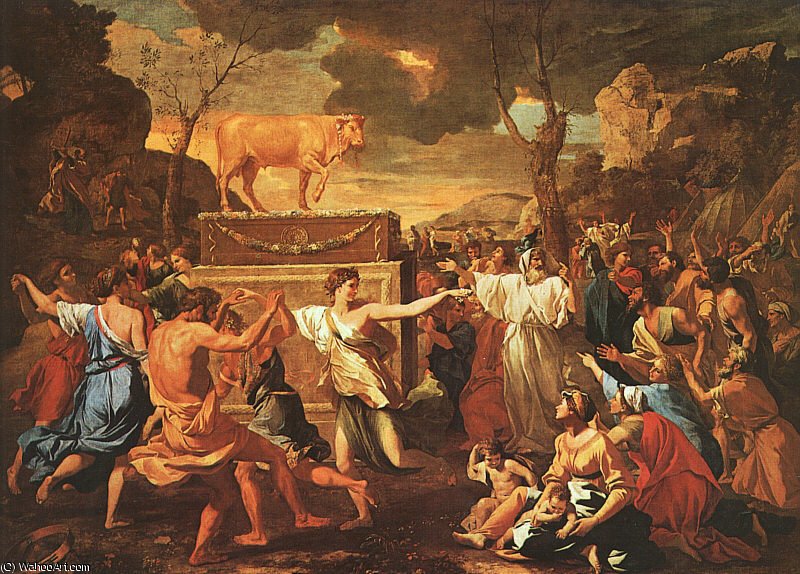 WikiOO.org - Enciclopédia das Belas Artes - Pintura, Arte por Nicolas Poussin - Adoraton of the Golden Calf