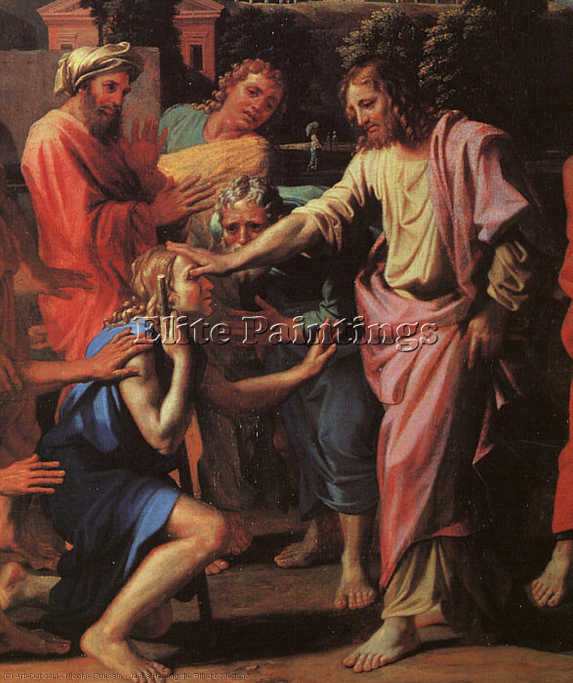 WikiOO.org - Enciclopédia das Belas Artes - Pintura, Arte por Nicolas Poussin - Jesus Healing the Blind of Jericho