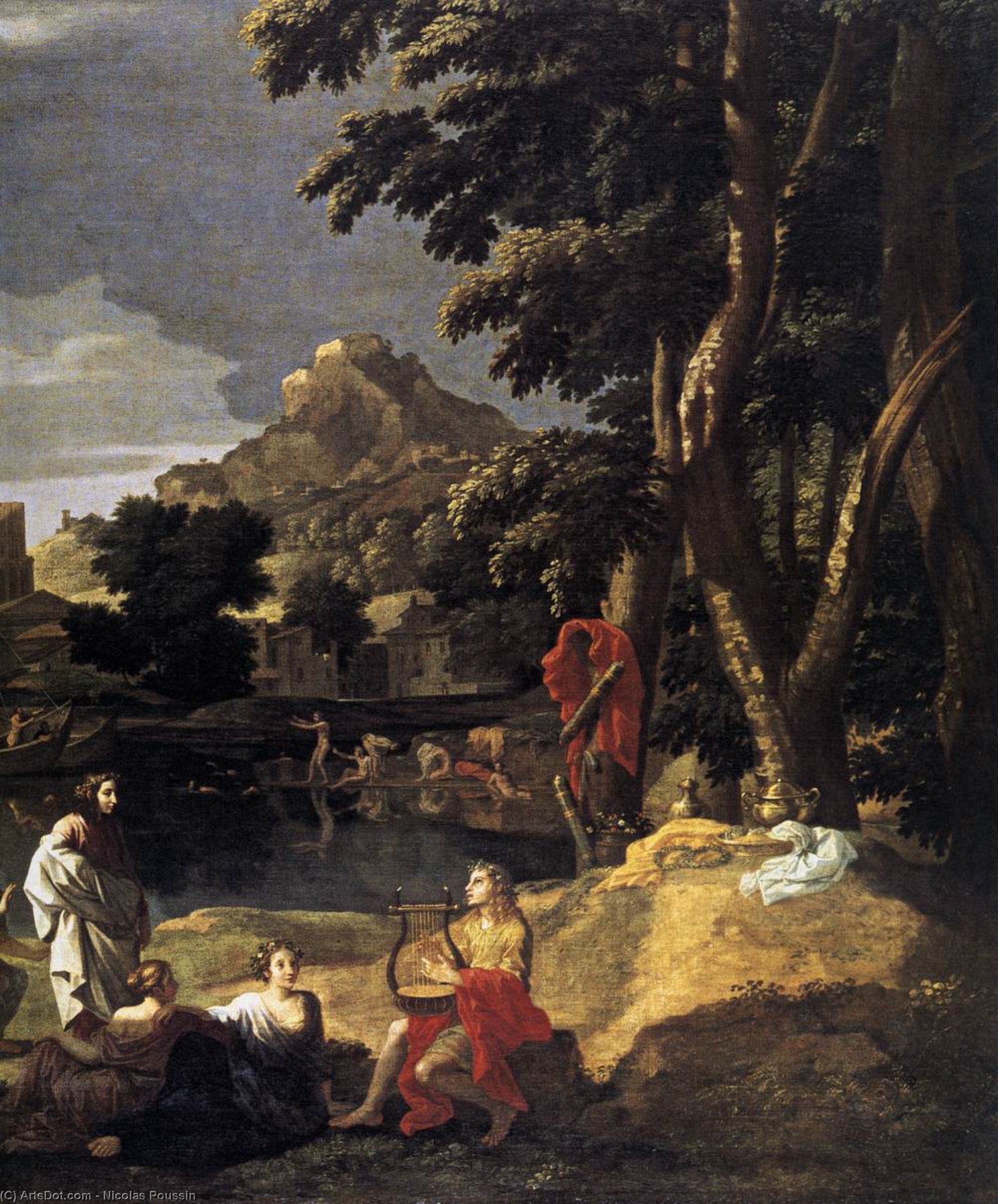 Wikioo.org - The Encyclopedia of Fine Arts - Painting, Artwork by Nicolas Poussin - Landscape with Orpheus and Euridice (detail)