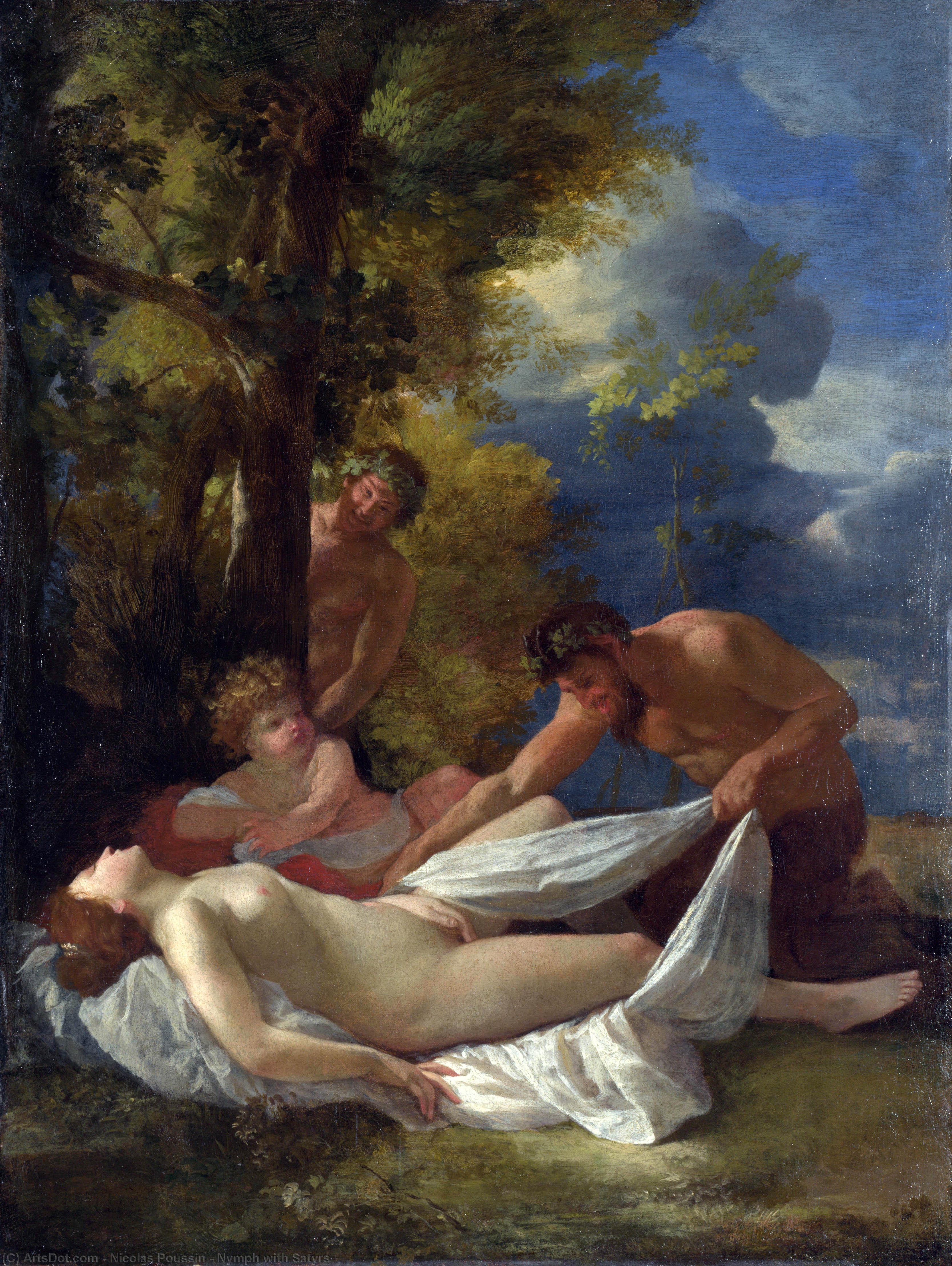 Wikioo.org - The Encyclopedia of Fine Arts - Painting, Artwork by Nicolas Poussin - Nymph with Satyrs