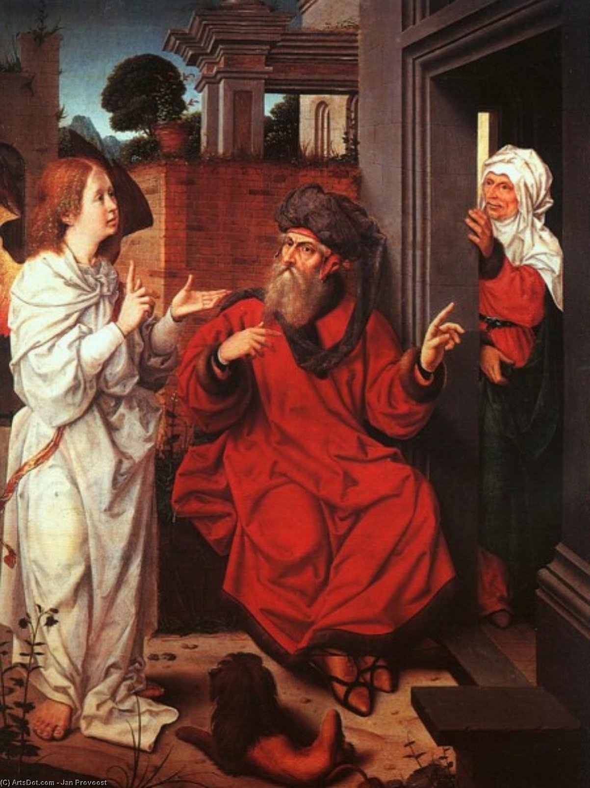 Wikioo.org – L'Encyclopédie des Beaux Arts - Peinture, Oeuvre de Jan Provoost - Abraham , Sarah , et le Ange