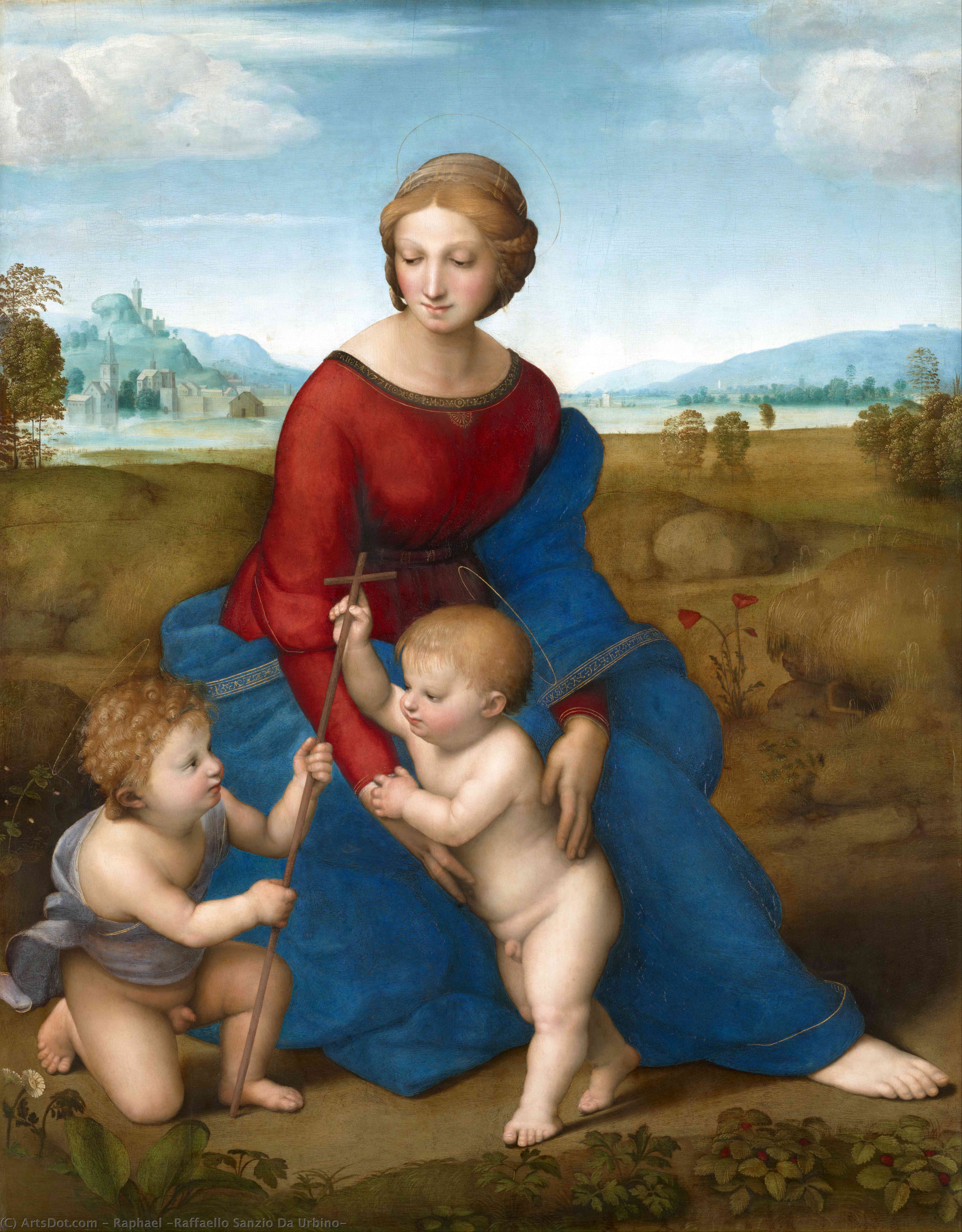 WikiOO.org - Enciclopédia das Belas Artes - Pintura, Arte por Raphael (Raffaello Sanzio Da Urbino) - Madonna of Belvedere (Madonna del Prato)