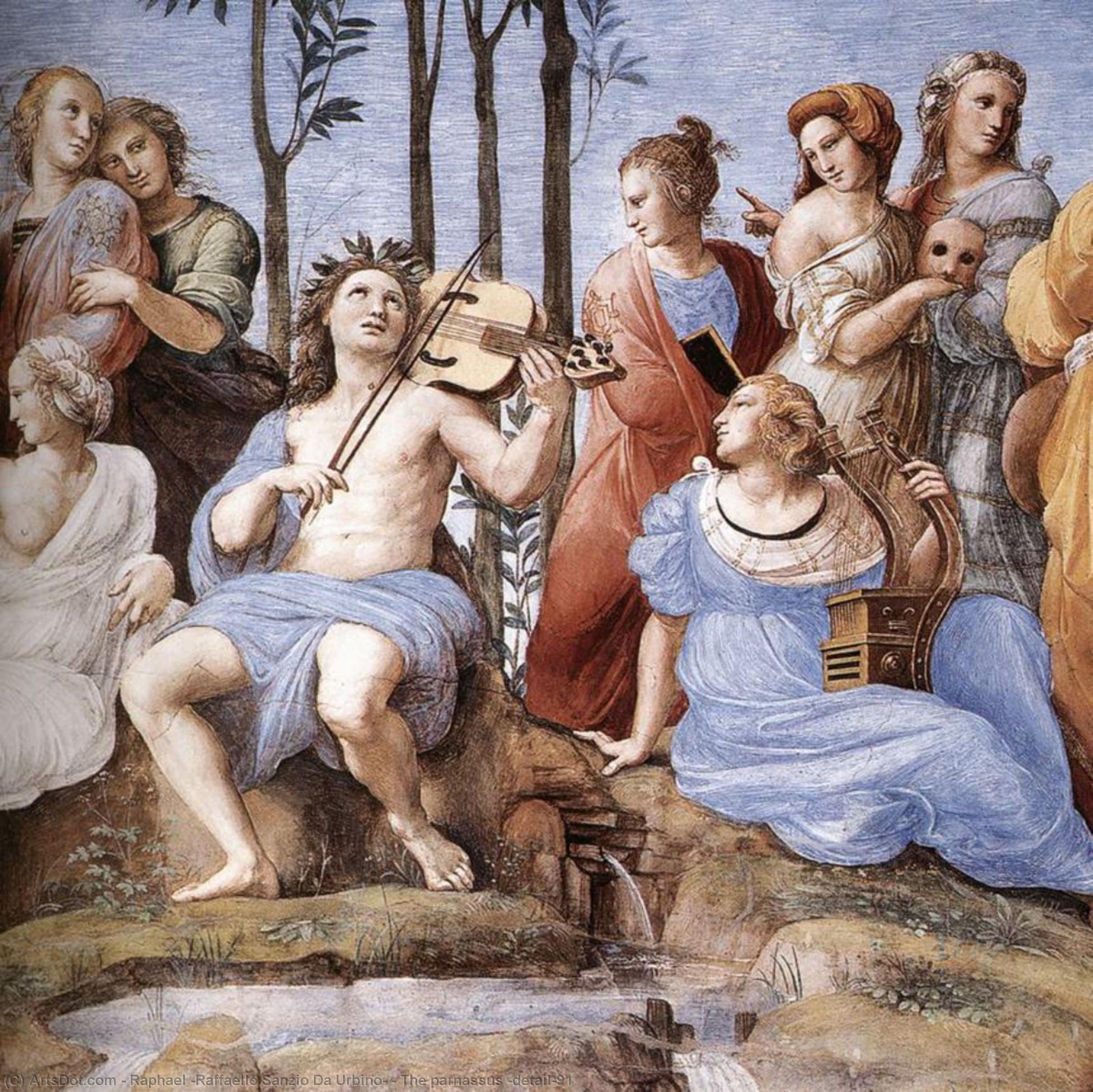 Wikioo.org – La Enciclopedia de las Bellas Artes - Pintura, Obras de arte de Raphael (Raffaello Sanzio Da Urbino) - el parnaso Detalle  91