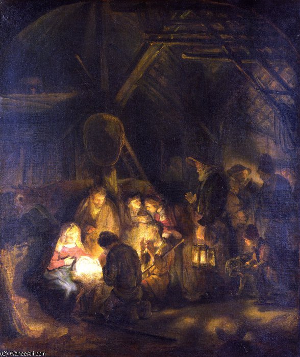 WikiOO.org - Enciclopédia das Belas Artes - Pintura, Arte por Rembrandt Van Rijn - The Adoration of the Shepherds